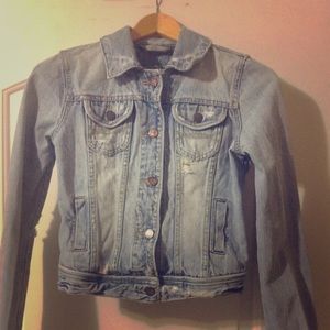 Abercrombie and fitch distressed denim jacket